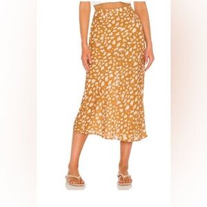 RESA Orange and Cream Patterned Midi Skirt - Size XS